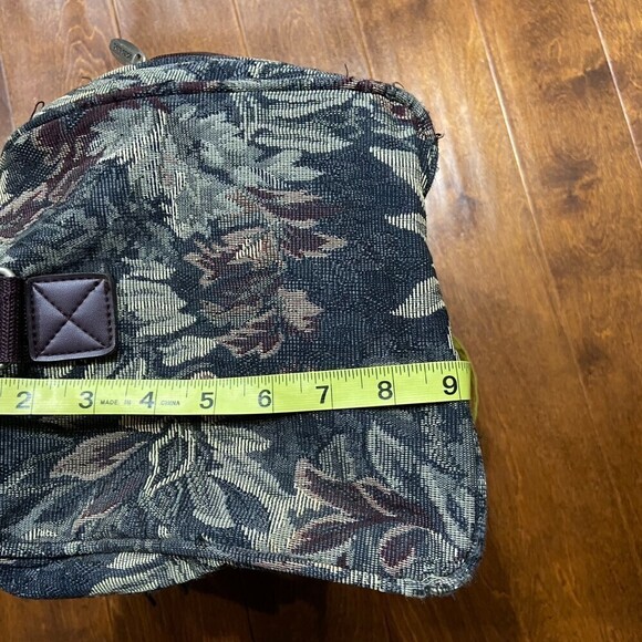 Pierre Cardin Floral Print Tapestry Duffle Bag Travel Vintage Green Brown - Picture 9 of 9